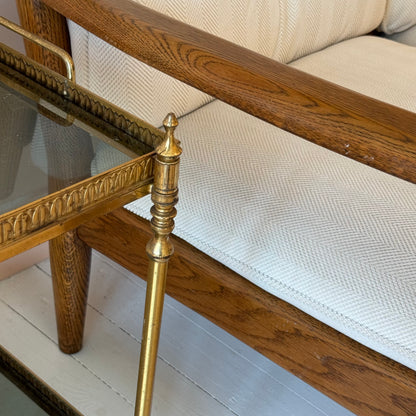 Italian brass bar cart with removable tray