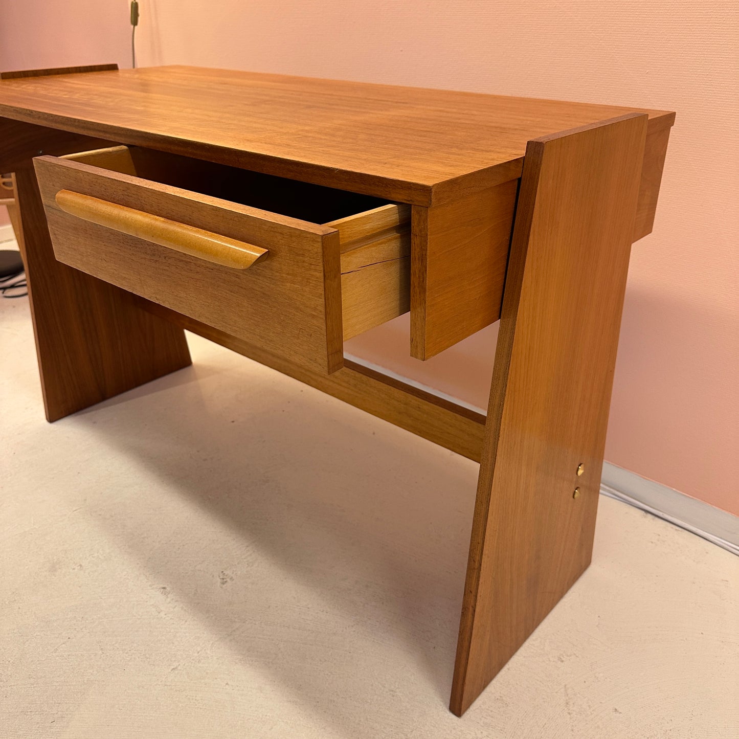 1960s teak desk – brutalist meets art deco