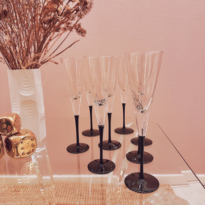 Italian crystal flutes with black base