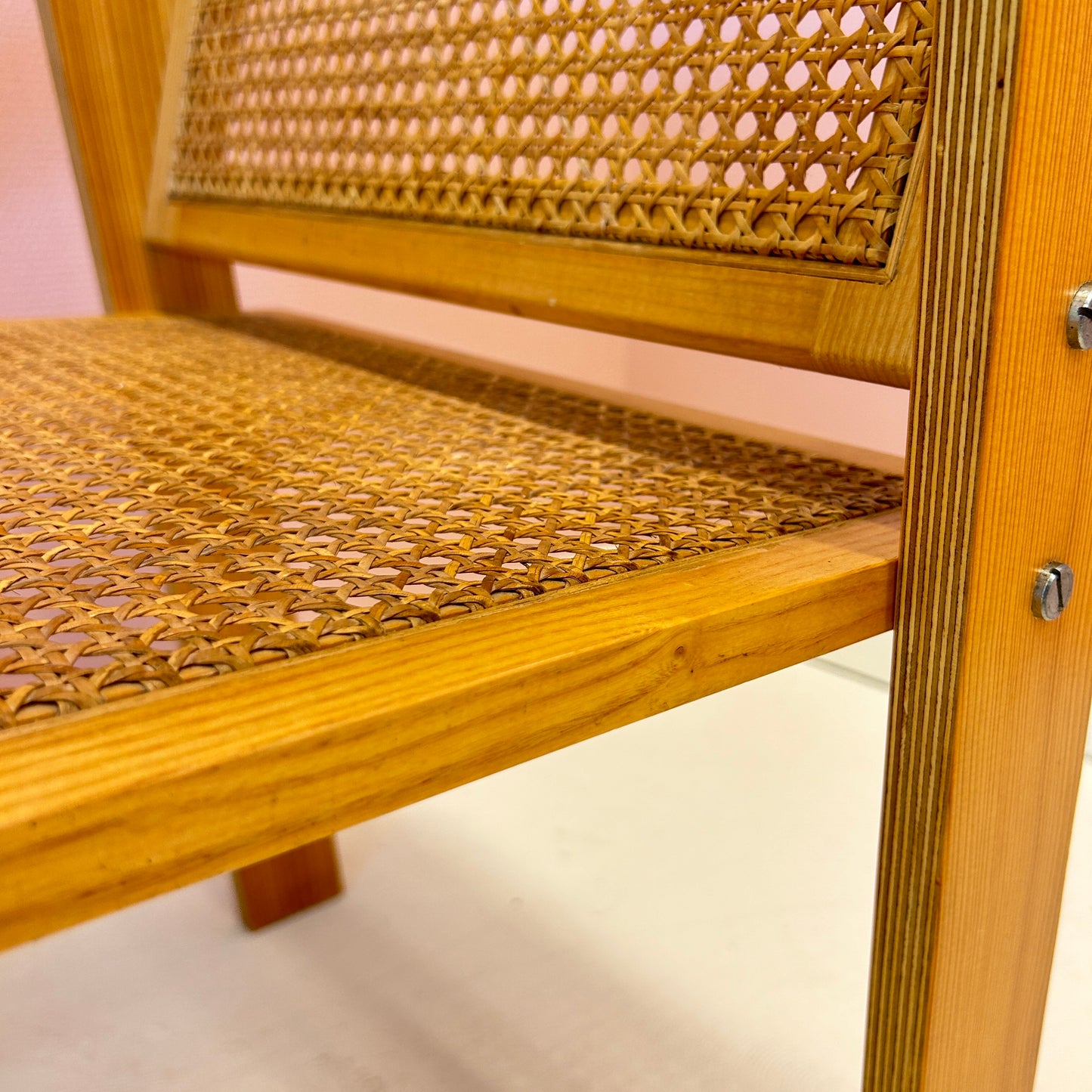 Wooden chair with webbing seat