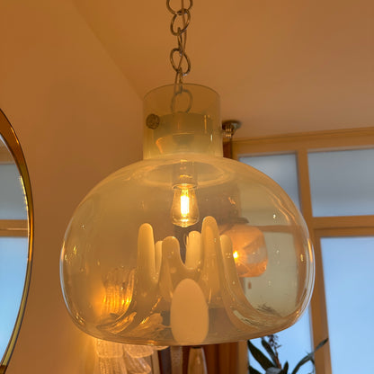 Opaal Murano glazen hanglamp 1979 van Toni Zuccheri VeArt