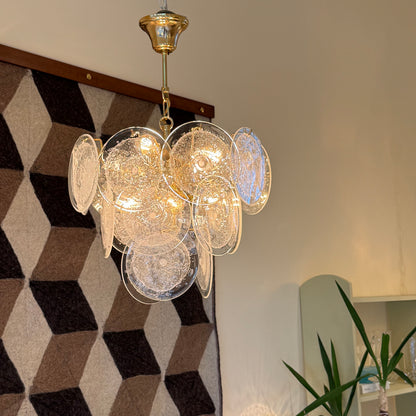 Italian Vistosi disc glass chandelier 1970