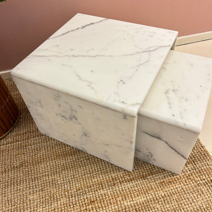 Carrara marble side table nesting set