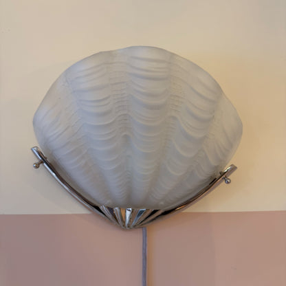 Art Deco shell wall lights with chrome fixture