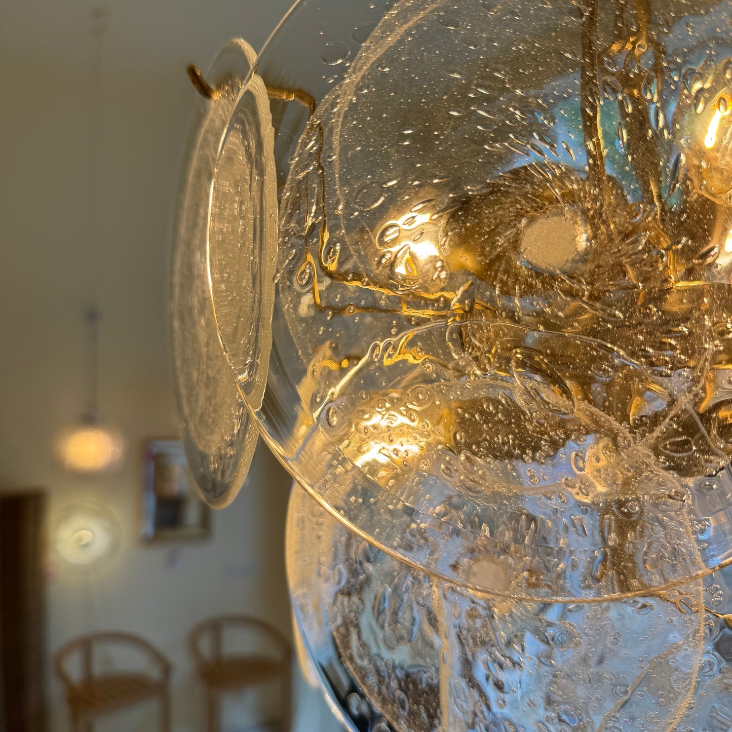 Italian Vistosi disc glass chandelier 1970