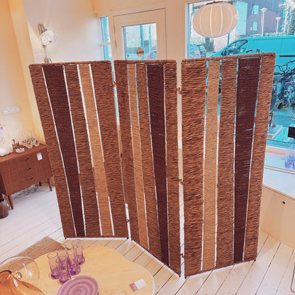 Wicker, rattan and rope folding screen