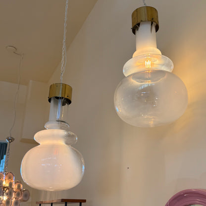 Opaal Murano glazen hanglamp 1979 van Toni Zuccheri VeArt