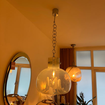 Opaal Murano glazen hanglamp 1979 van Toni Zuccheri VeArt
