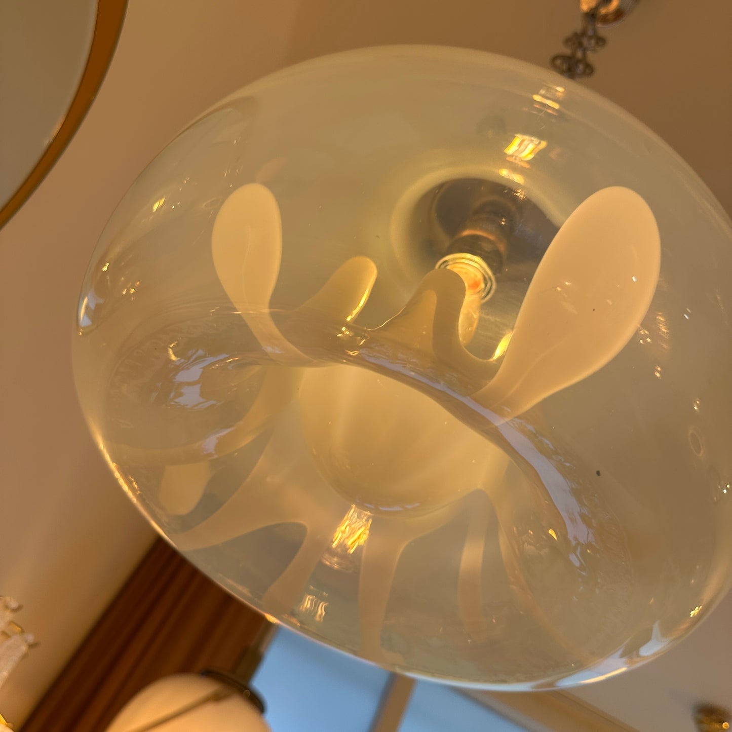 Opaal Murano glazen hanglamp 1979 van Toni Zuccheri VeArt