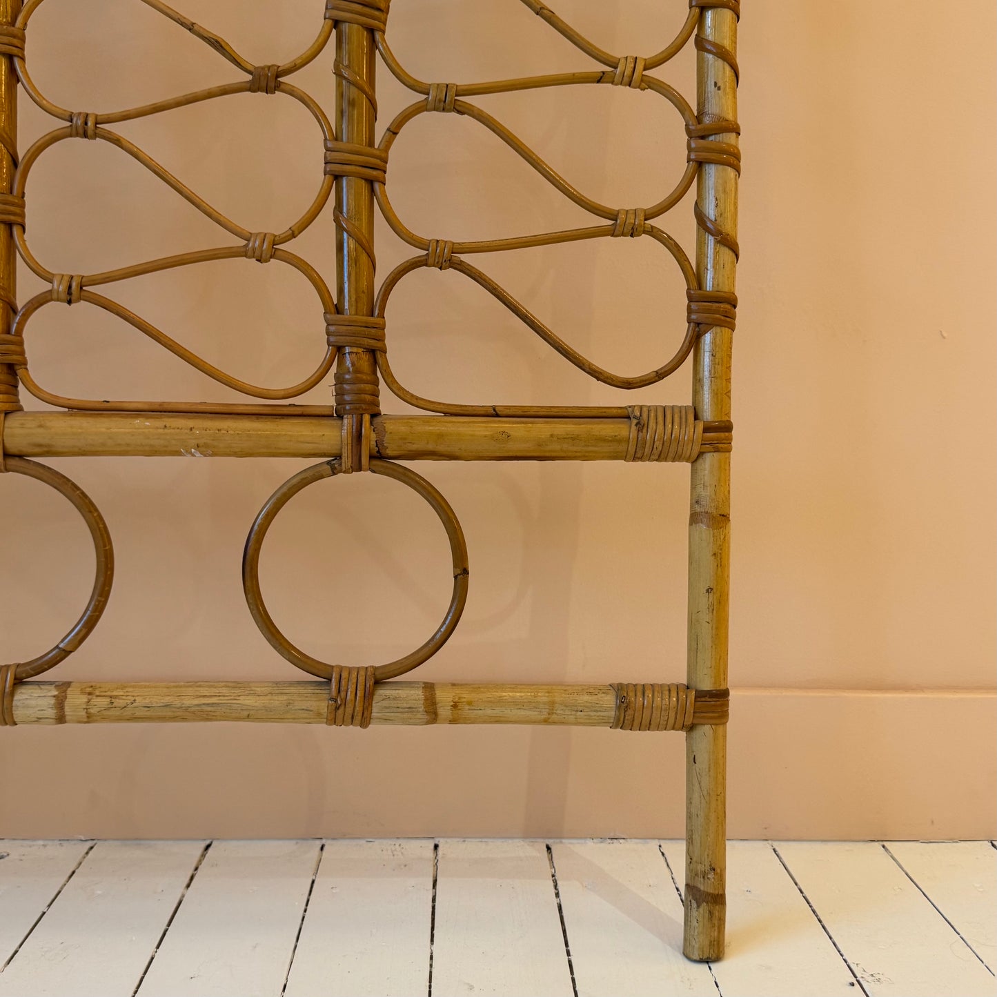Italian 1970's rattan wall rack