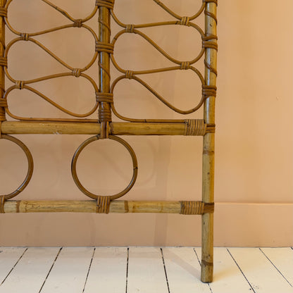 Italian 1970's rattan wall rack