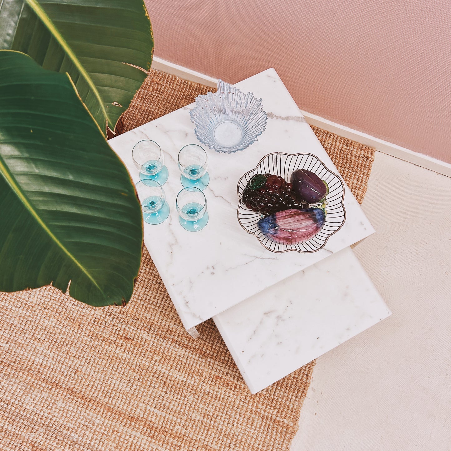 Carrara marble side table nesting set