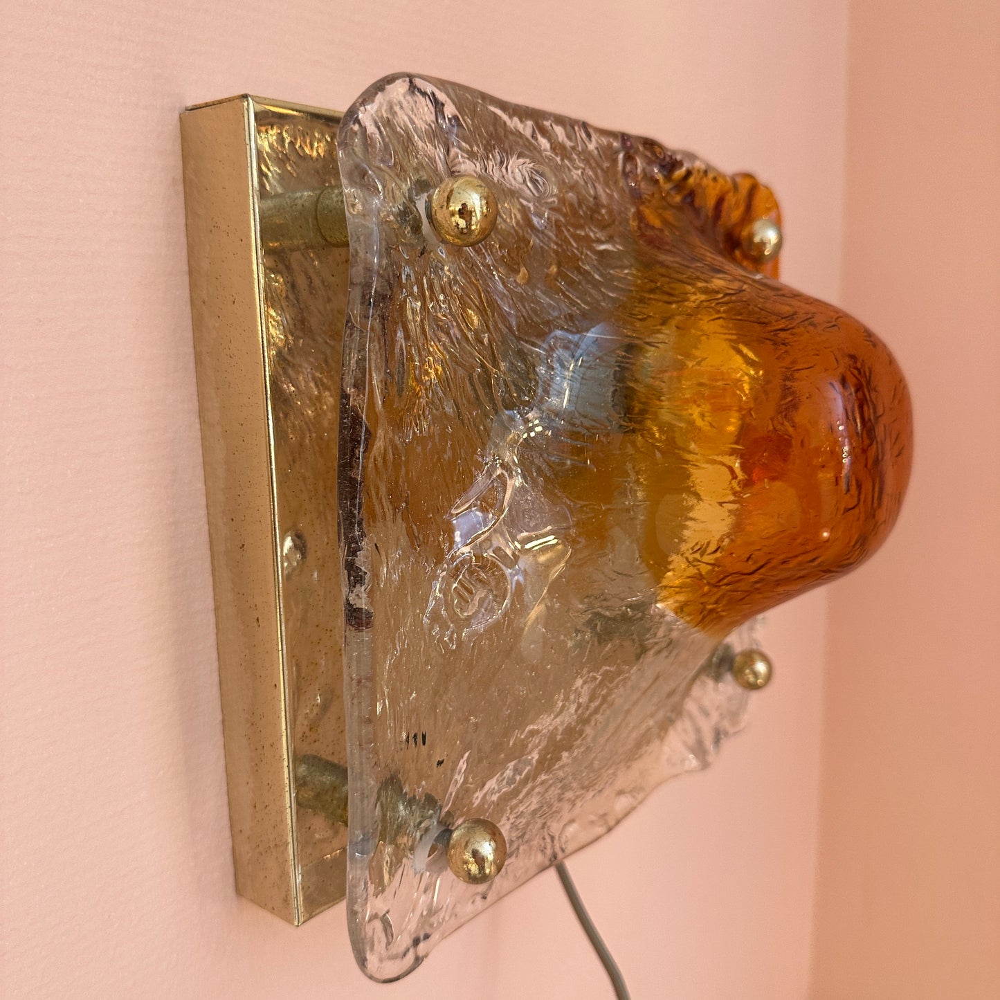 1970's La Murrina 'vulcano' glass square wall light