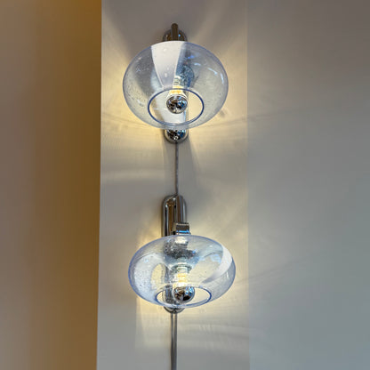 Blue Italian round bubble chrome wall lights