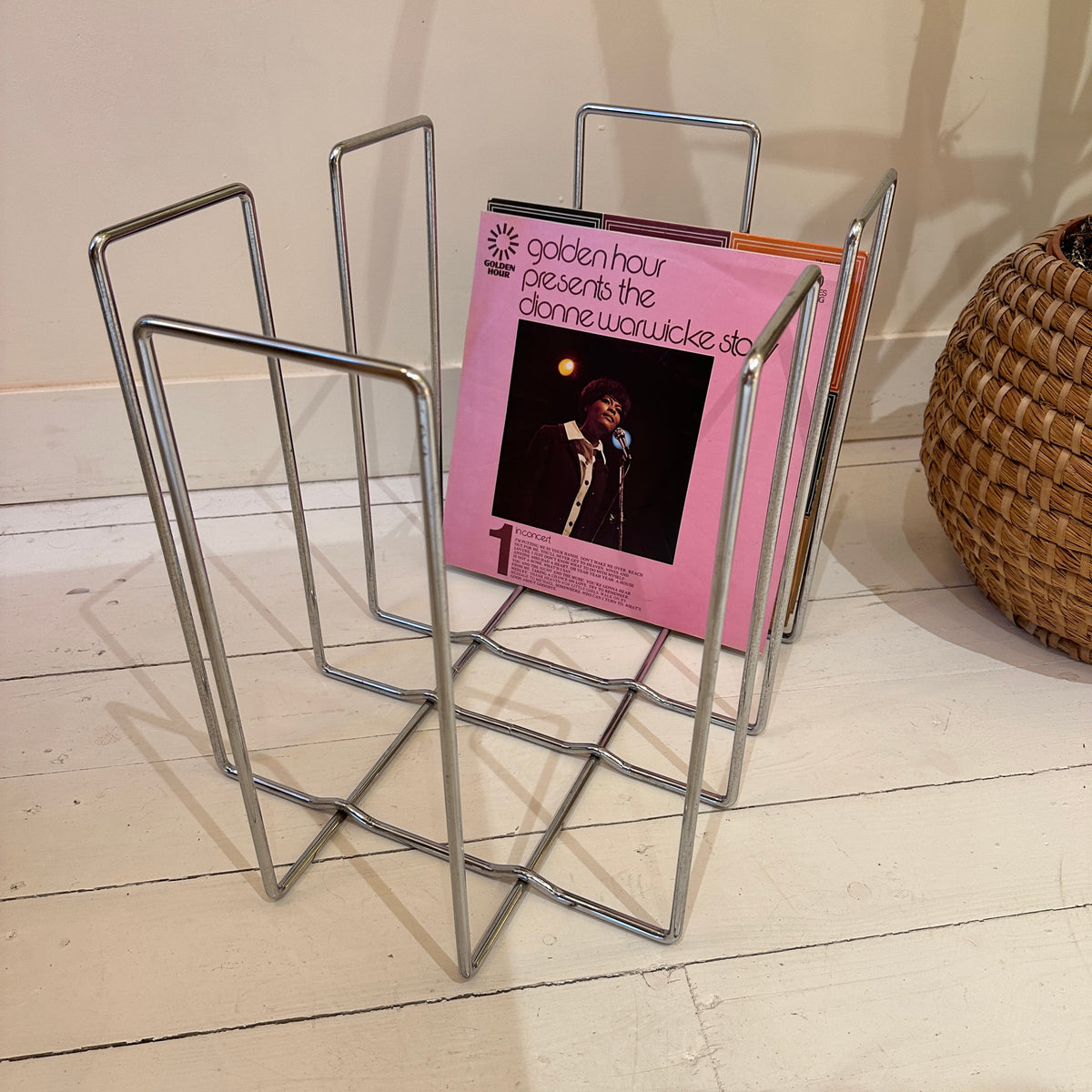 Chrome plated vinyl rack, 1980s