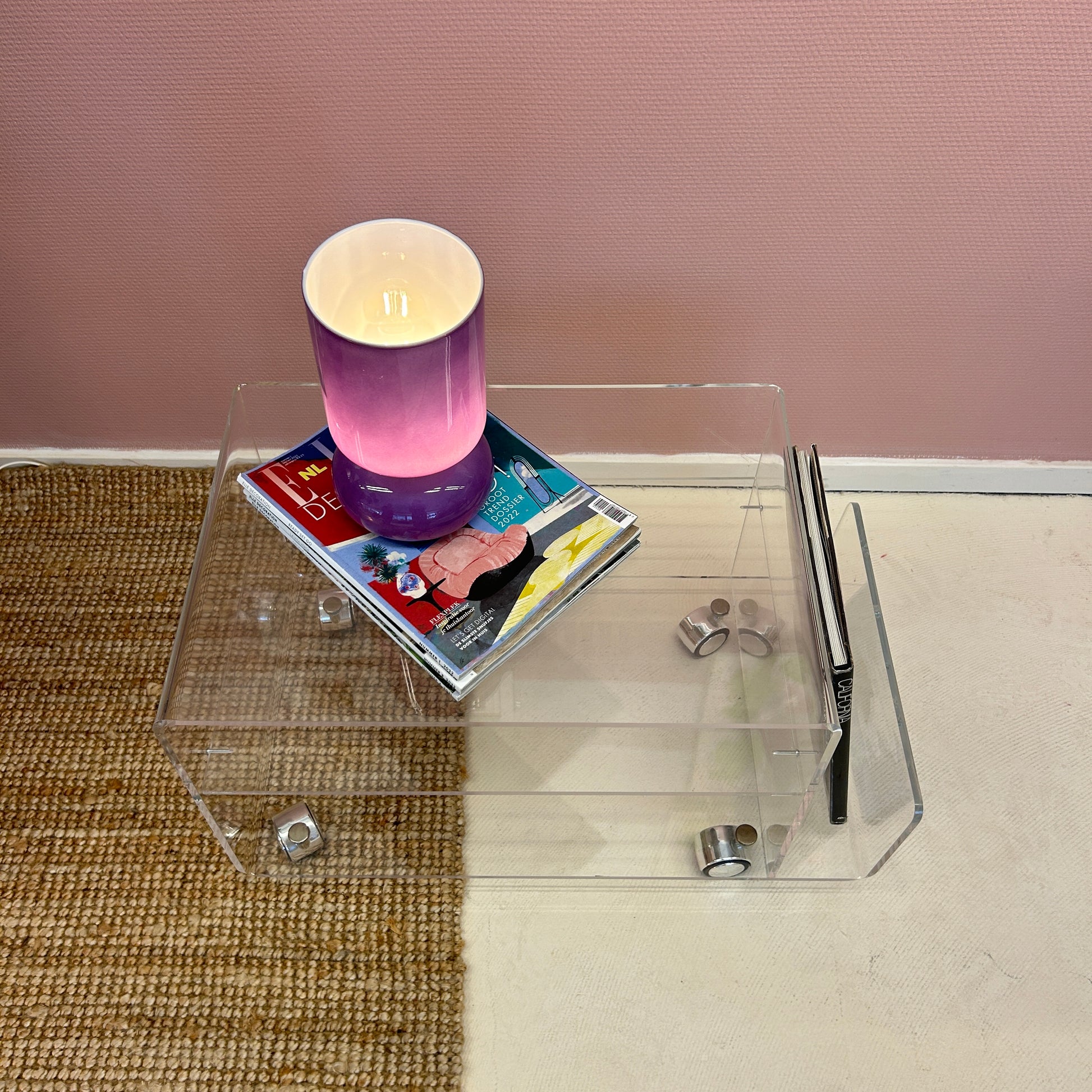 Acryl bijzettafel, vinyl Magzine Opslag Boekenplank met 3 Tier Acryl bijzettafel, vinyl Magzine Opslag Boekenplank met 3 Tier