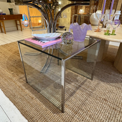 Vintage glass & chrome side table