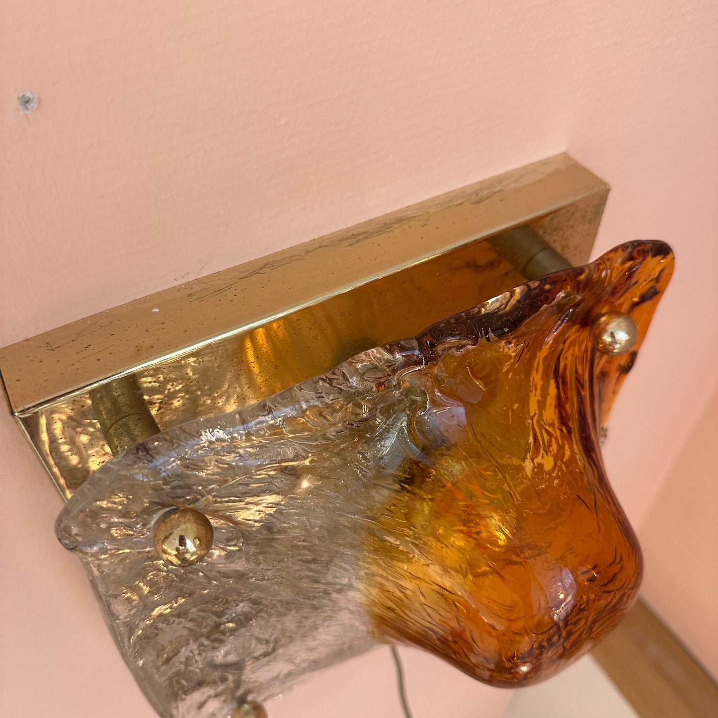 1970's La Murrina 'vulcano' glass square wall light