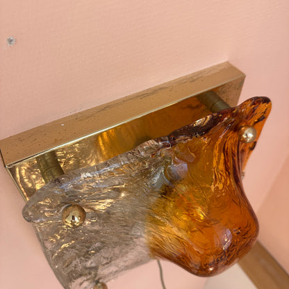 1970's La Murrina 'vulcano' glass square wall light