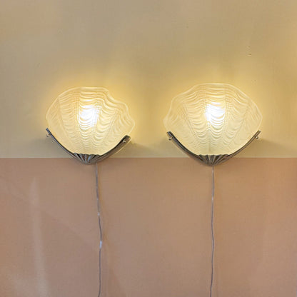 Art Deco shell wall lights with chrome fixture