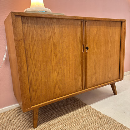 Mid-Century oak sideboard with sliding doors