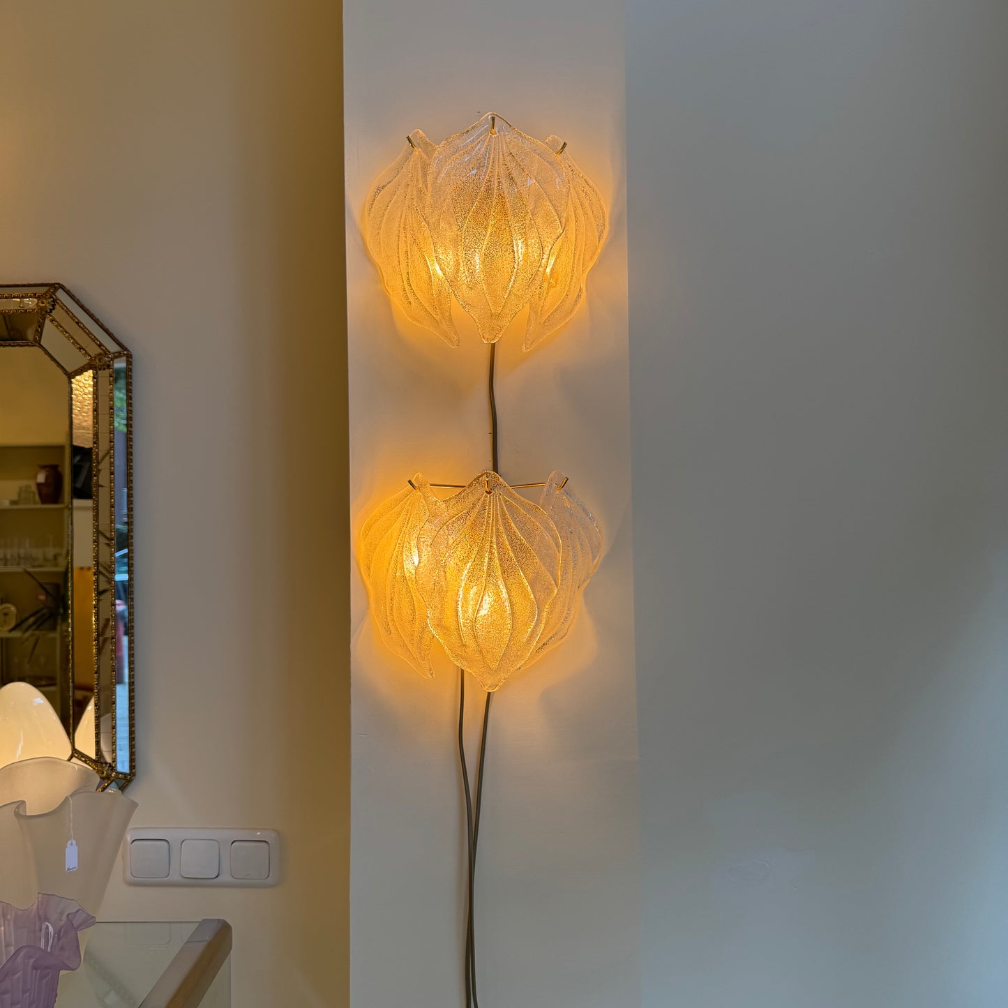 Pair of Murano glass wall sconces by Novaresi, 1970s