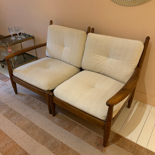 1970s oak modualr lounge sofa set 2 seater