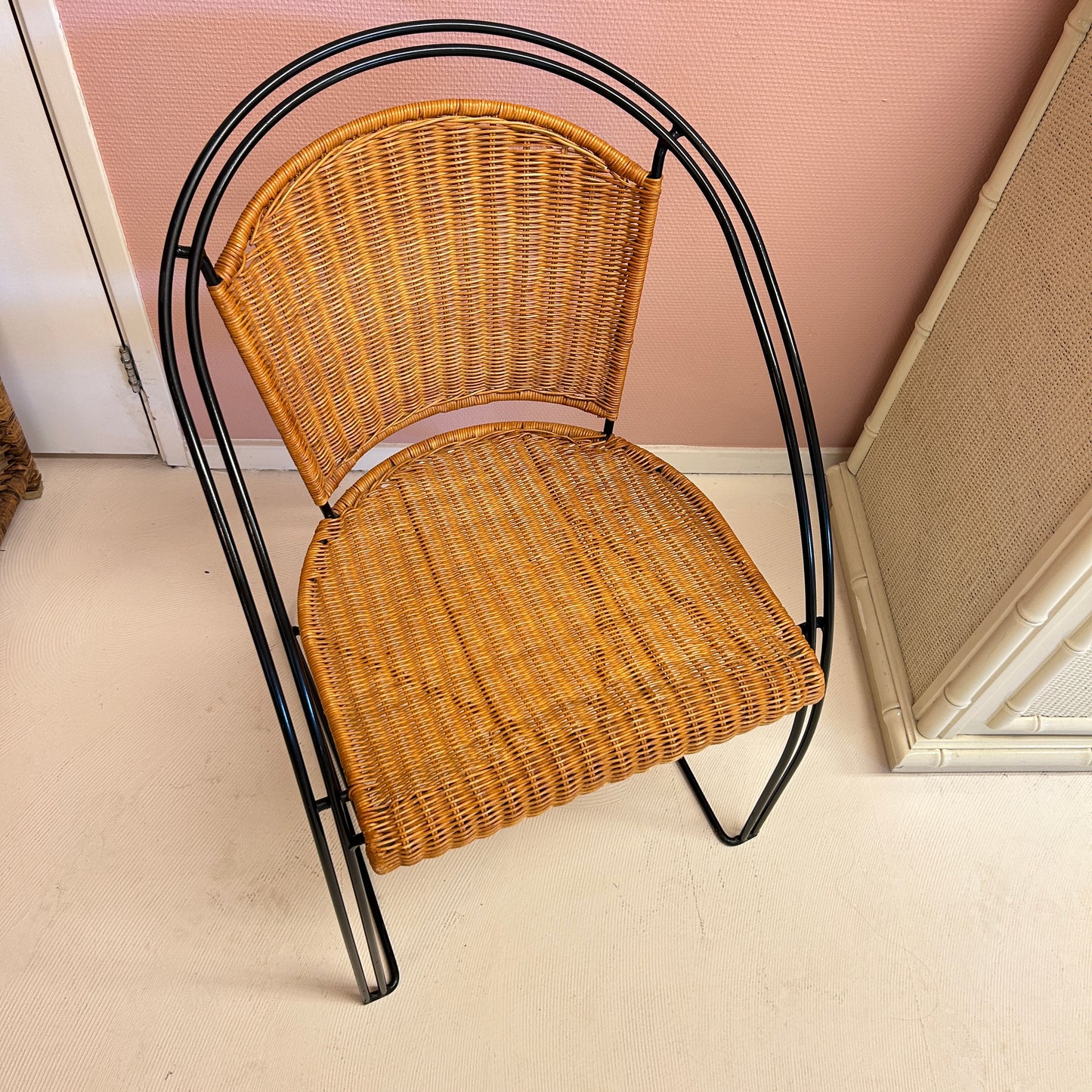 Bended iron wicker chairs