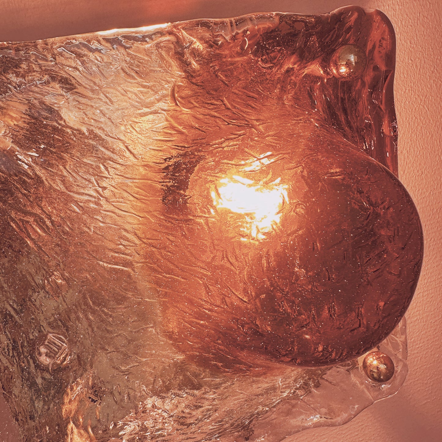 1970's La Murrina 'vulcano' glass square wall light