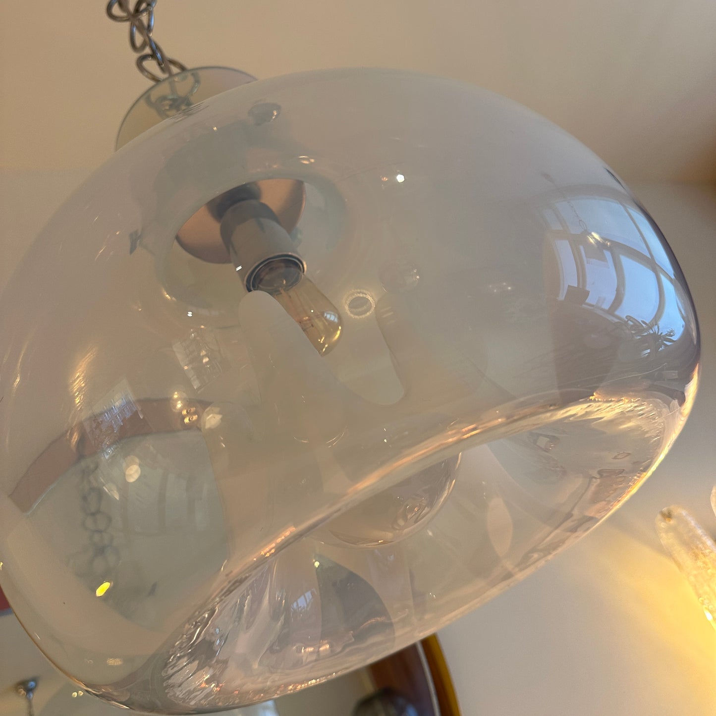 Opaal Murano glazen hanglamp 1979 van Toni Zuccheri VeArt