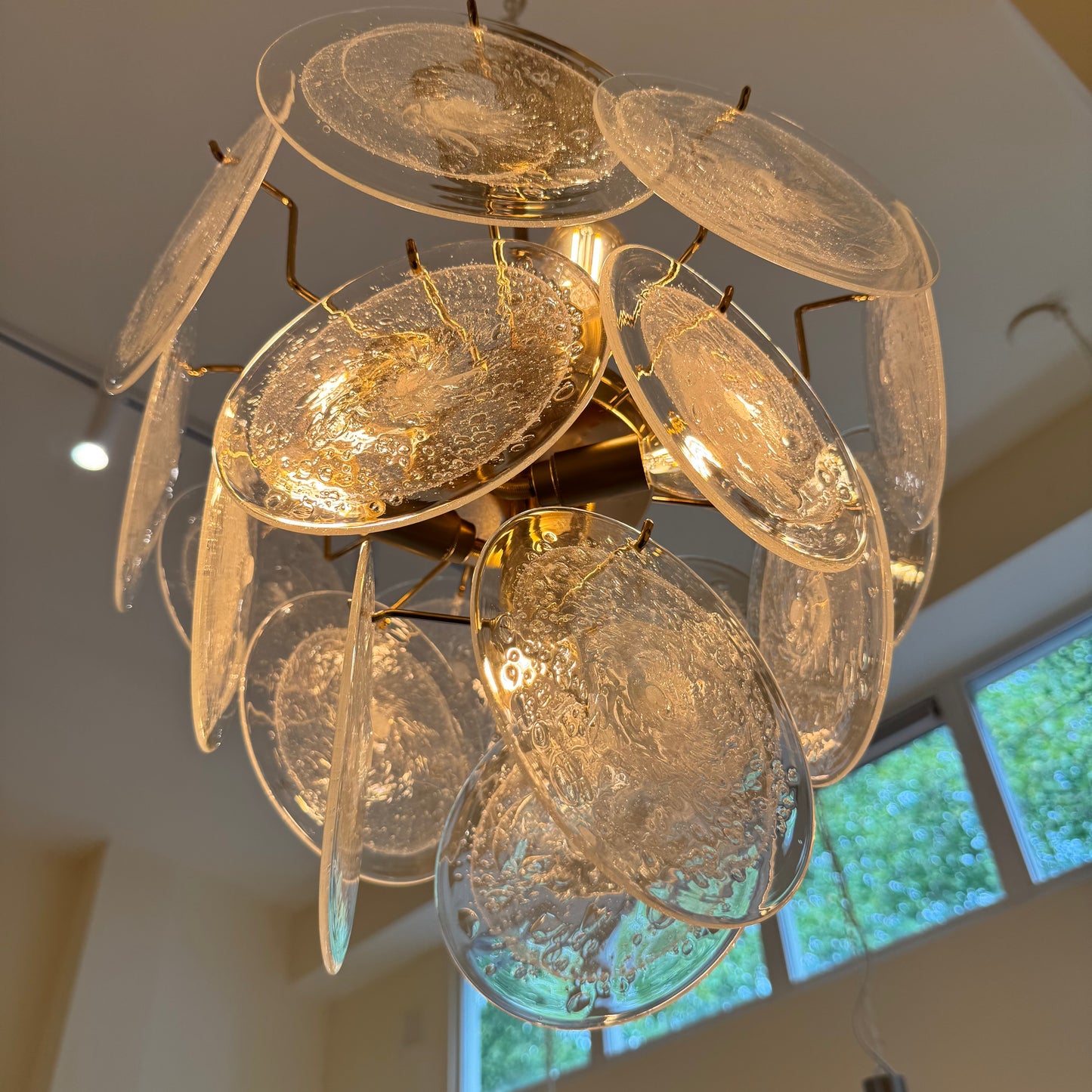 Italian Vistosi disc glass chandelier 1970