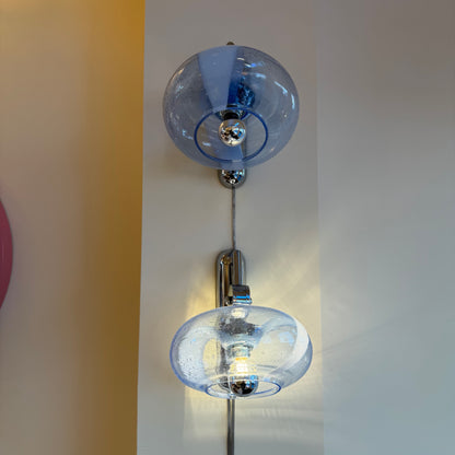 Blue Italian round bubble chrome wall lights