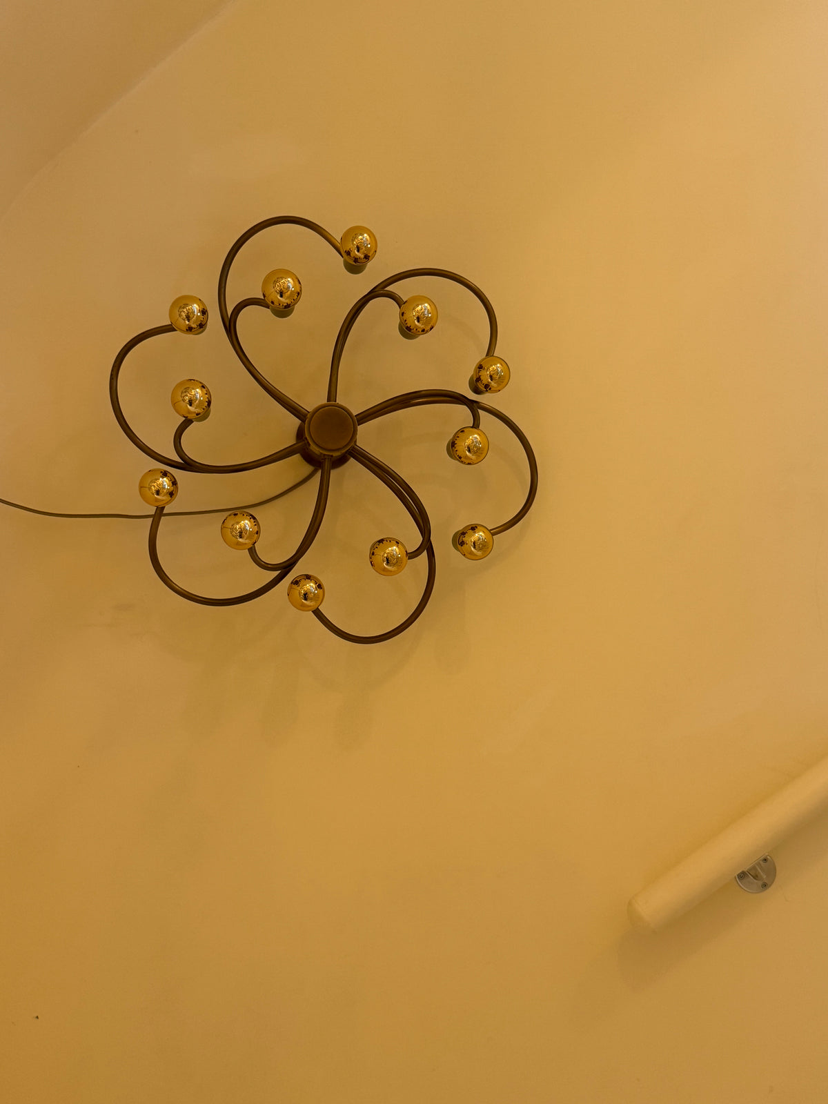 Scolari brass spiral ceiling/wall light, 1970