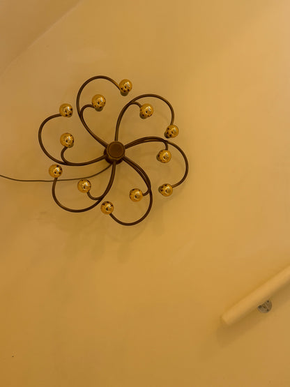 Scolari brass spiral ceiling/wall light, 1970