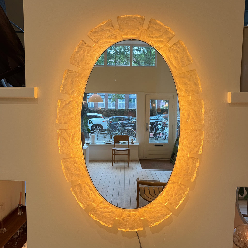 Jaren 80 Verlichte Hillebrand Acryl Wandspiegel