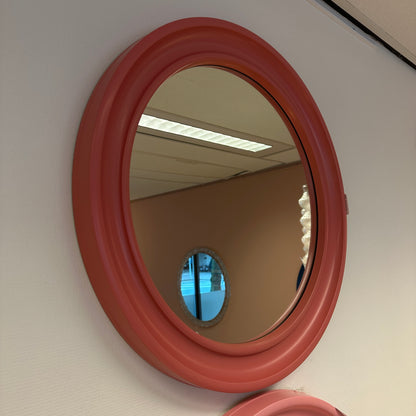 1980's Pink round mirror