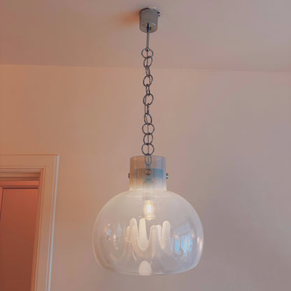 Opaal Murano glazen hanglamp 1979 van Toni Zuccheri VeArt
