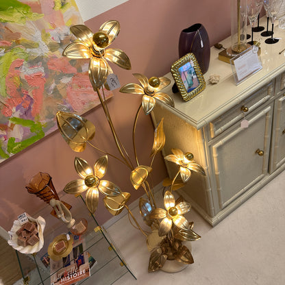 Brass flower floor lamp