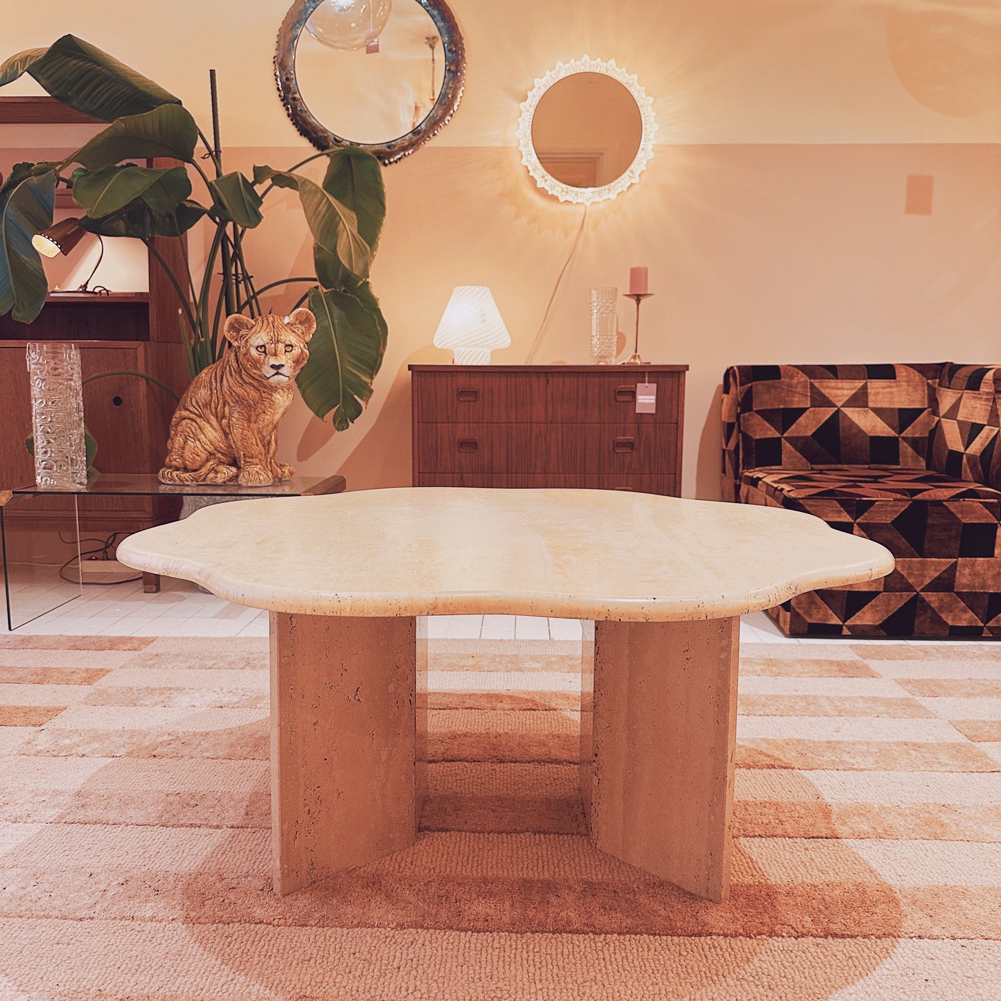 Travertine flower / cloud coffeetable