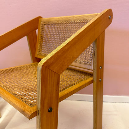 Wooden chair with webbing seat