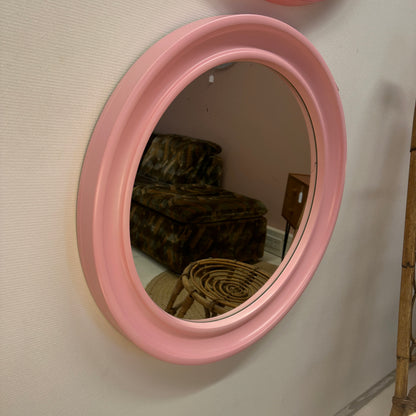 1980's Pink round mirror