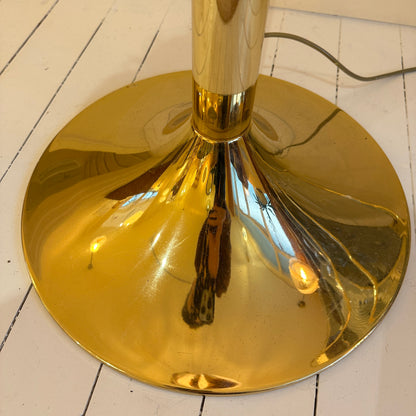 Italian Murano amber swirl glass globe floor lamp on brass base