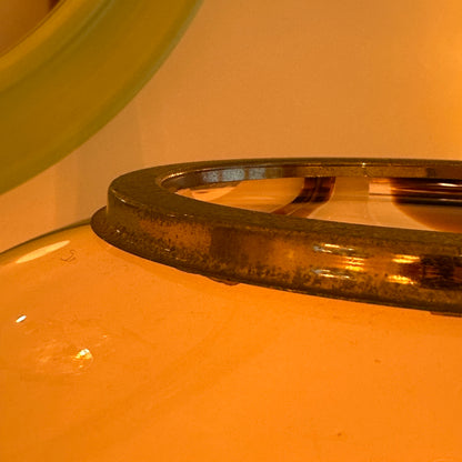 Italian Murano amber swirl glass globe floor lamp on brass base