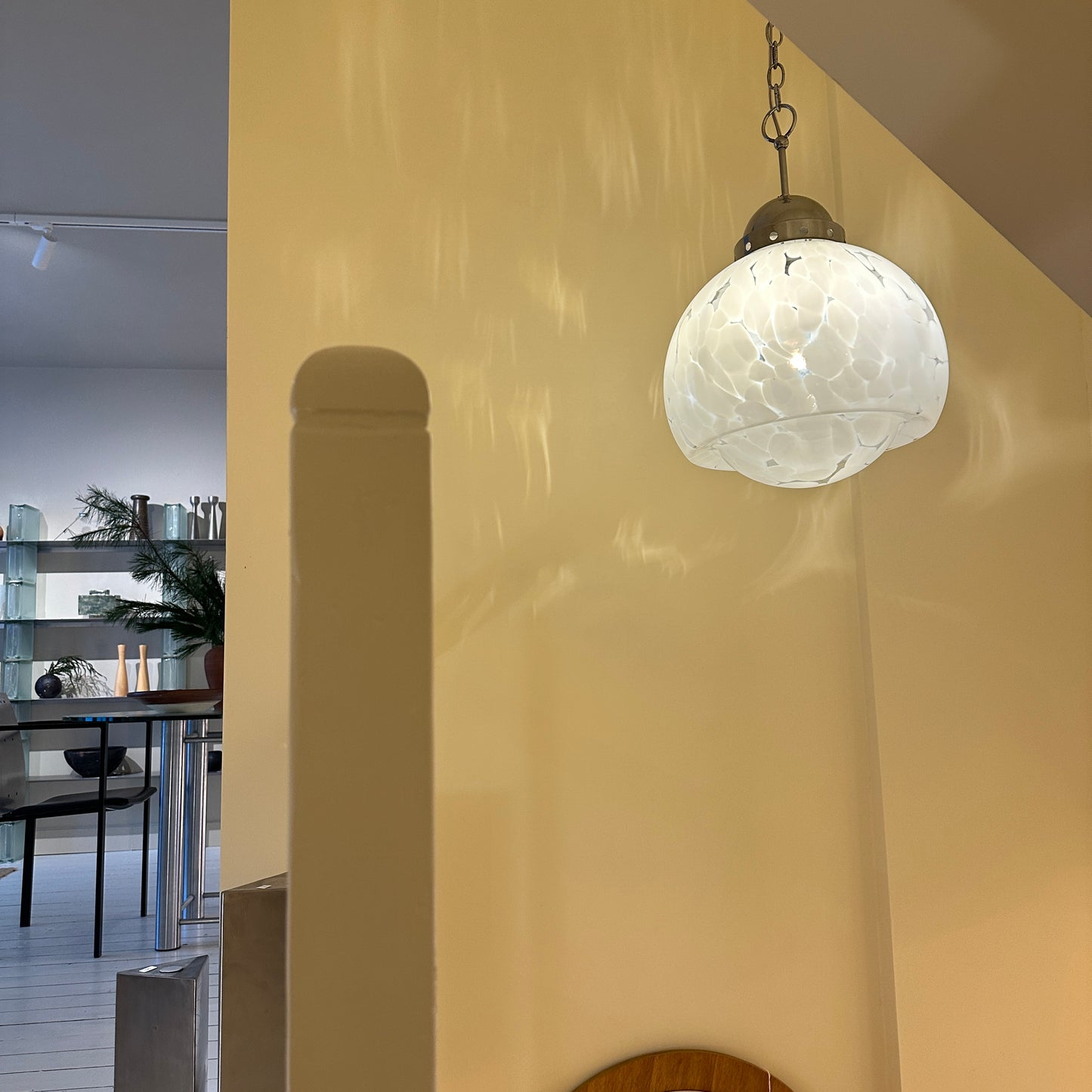 Italian 1970s Carlo Nason for Mazzega white and transparant Murano glass, chrome  - 1970