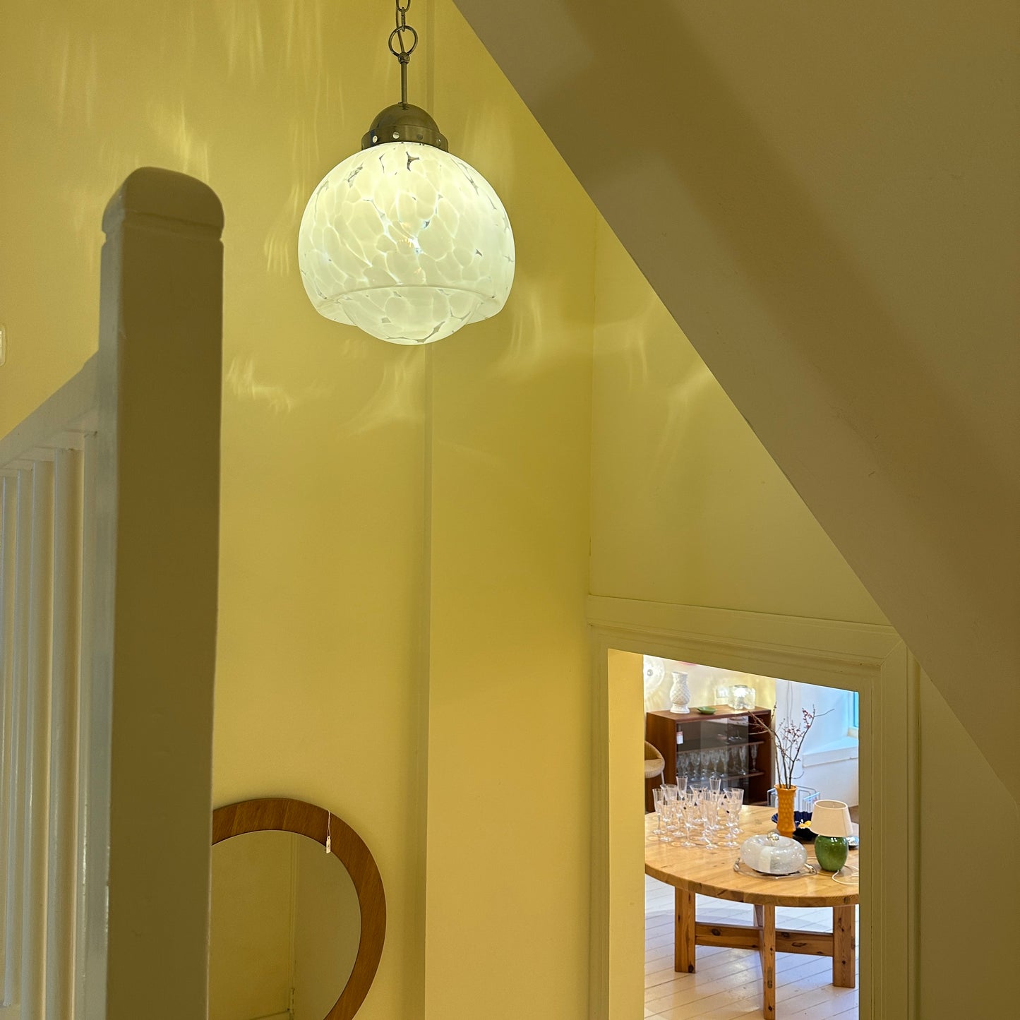 Italian 1970s Carlo Nason for Mazzega white and transparant Murano glass, chrome  - 1970