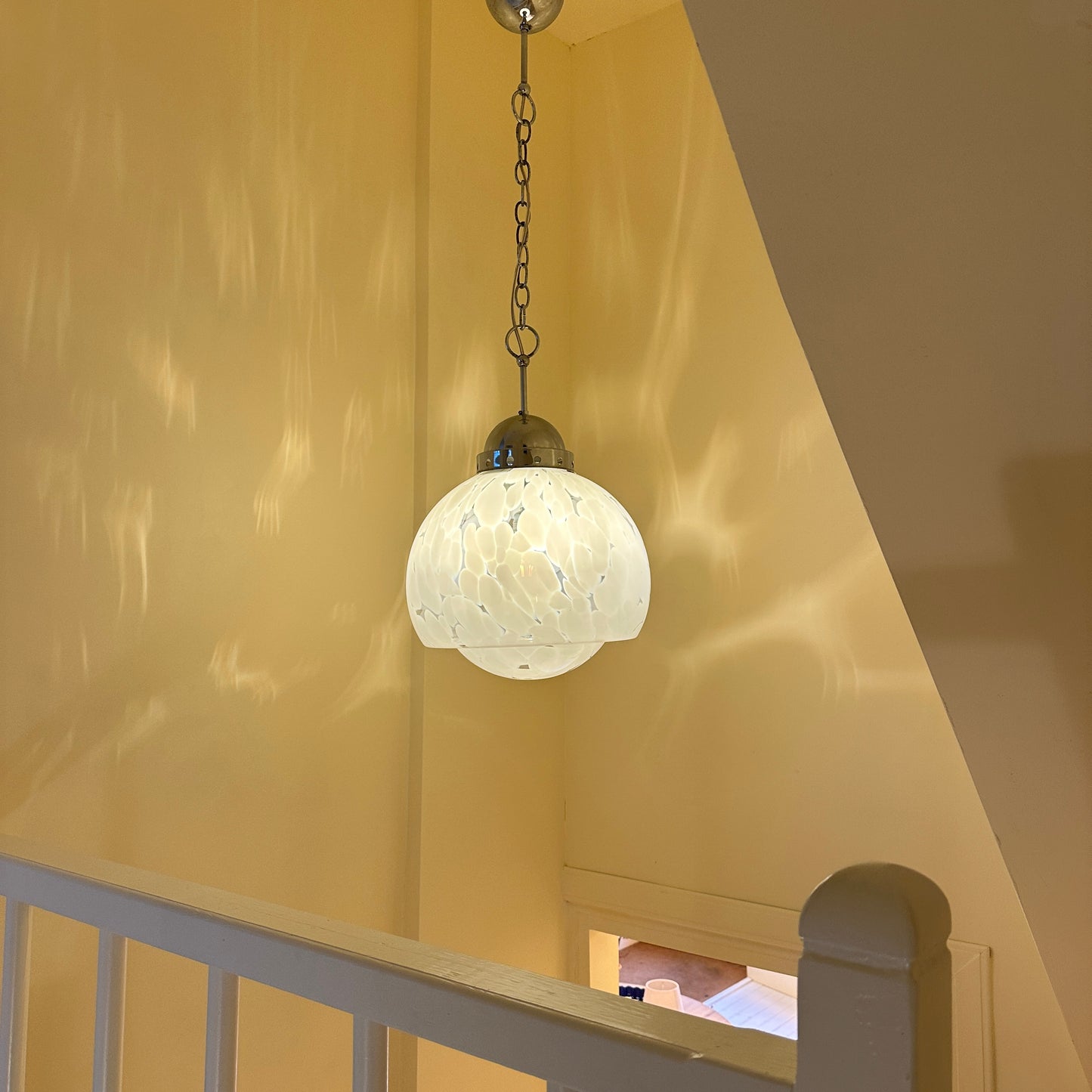 Italian 1970s Carlo Nason for Mazzega white and transparant Murano glass, chrome  - 1970