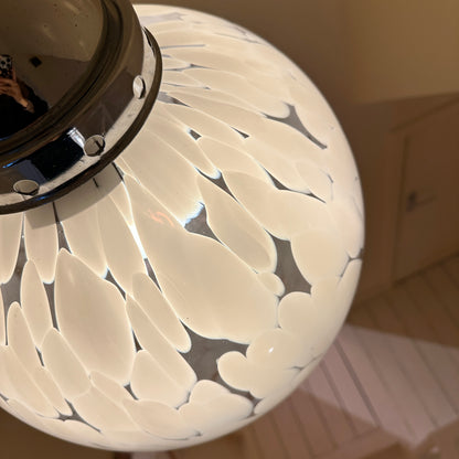 Italian 1970s Carlo Nason for Mazzega white and transparant Murano glass, chrome  - 1970