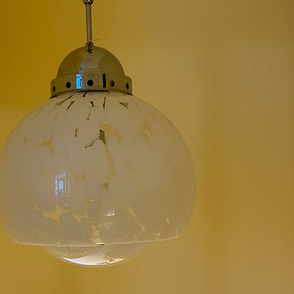 Italian 1970s Carlo Nason for Mazzega white and transparant Murano glass, chrome  - 1970