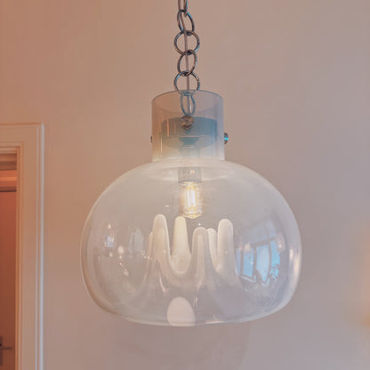 Opaal Murano glazen hanglamp 1979 van Toni Zuccheri VeArt