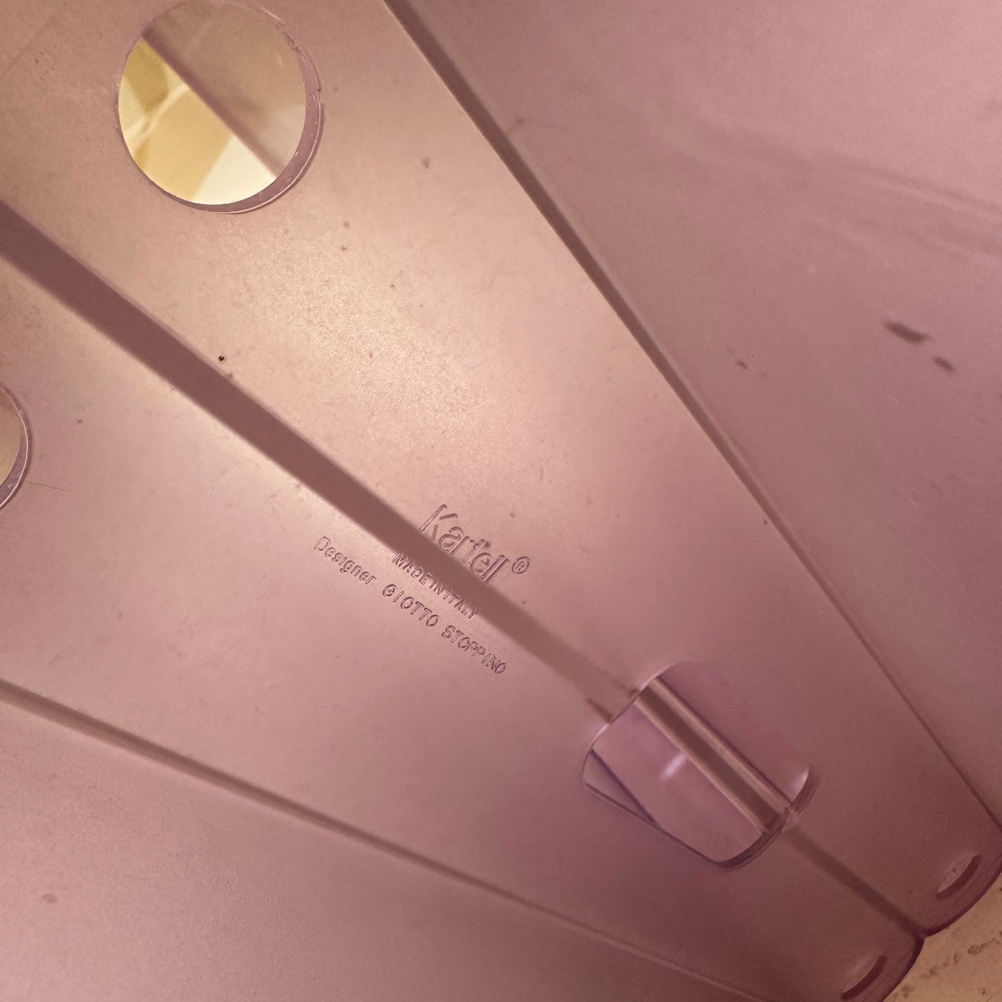 70’s Kartell lilac magazine holder by Giotto Stoppino